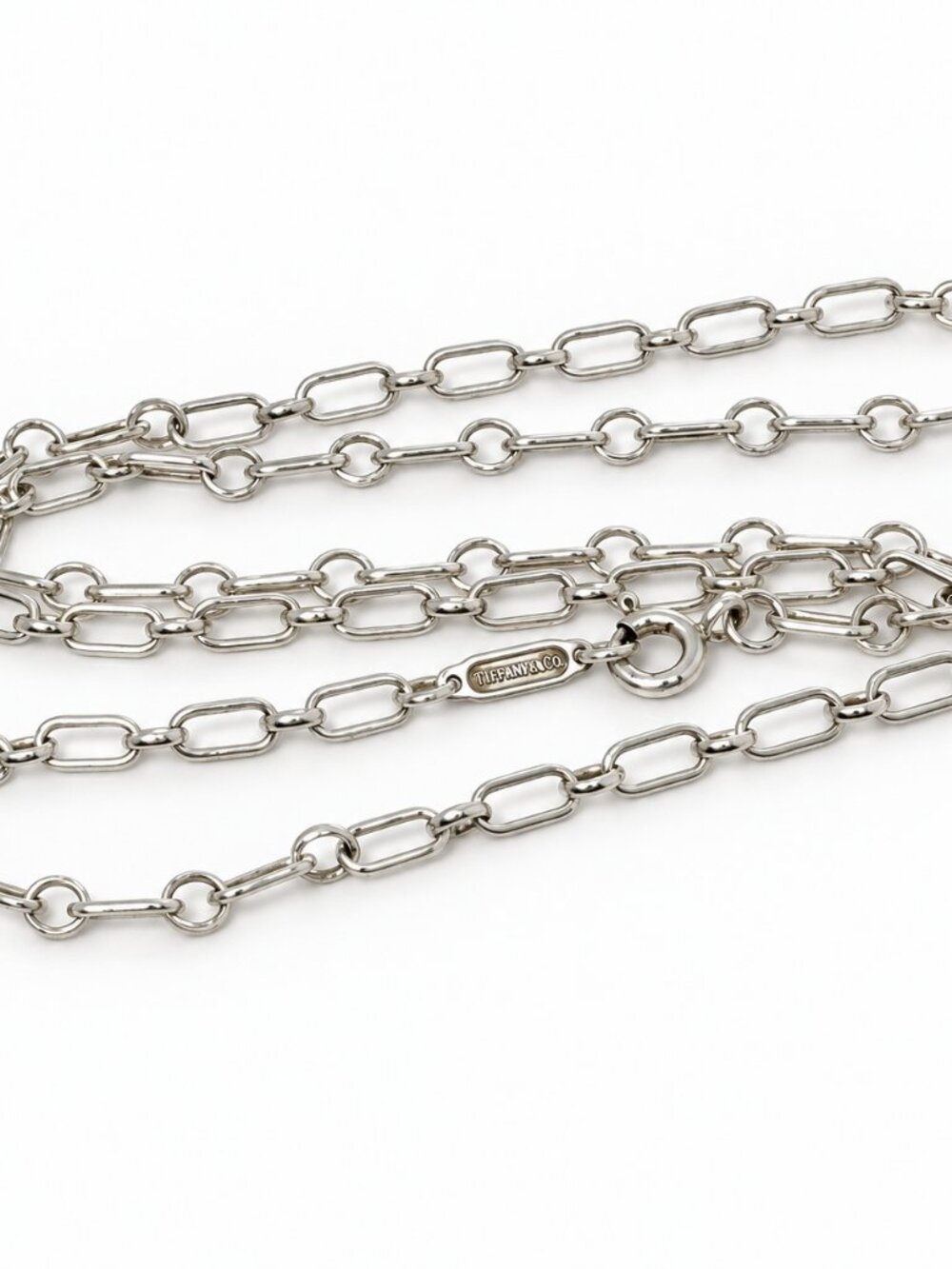 Tiffany & Co. 16" Elongated Round Oval Link Rolo Chain Necklace in 925 Silver
